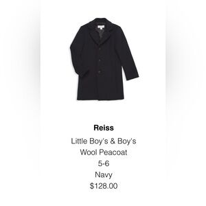 Reiss Boys Single Breasted Overcoat in navy blue